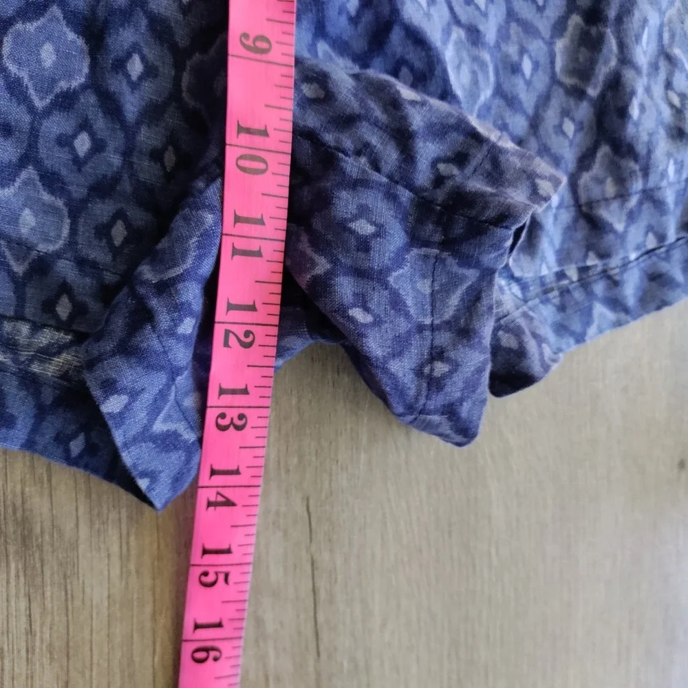 Cynthia Rowley Blue‎ Geometric Ikat Linen Shorts Womens Size 12 Diamond Print